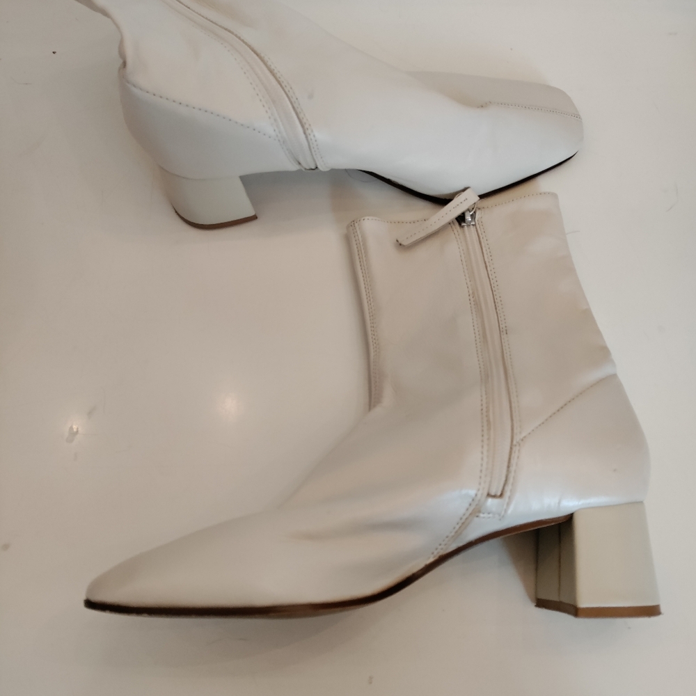 Zara White Soft Leather Booties - Picture 3 of 3